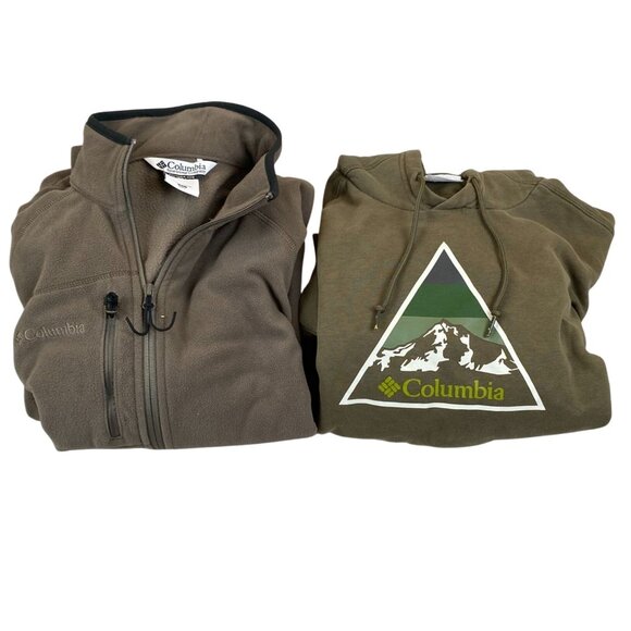 Columbia Mens Fleece Bundle XL Taupe Outdoor Activewear Gorpcore Camping Fishing - Picture 1 of 16